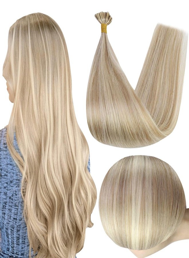 Full Shine U Tip Hair Extensions Human Hair Blonde Highlighted Utip Human Hair Extensions 14 Inch Keratin Tip Extensions 40 Grams Fusion Extensions Remy Hair for Women - Image 1
